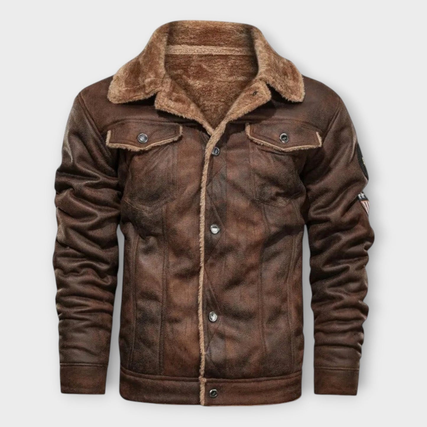 Elegant and Warm Fleece Leather Jacket