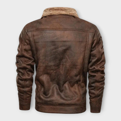 Elegant and Warm Fleece Leather Jacket