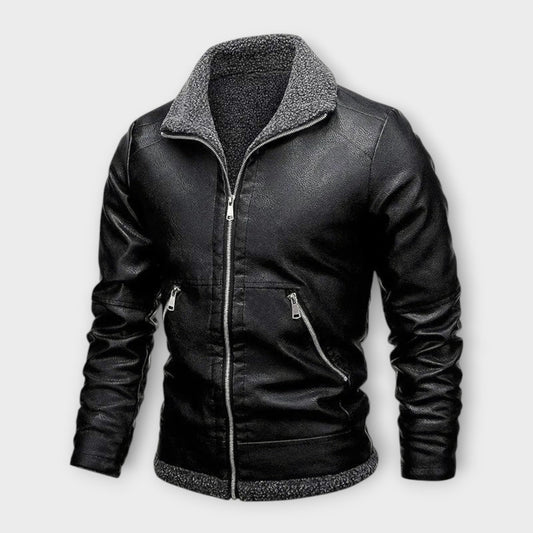Elegant Leather and Fleece Jacket
