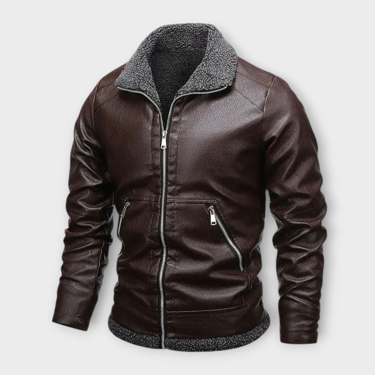 Elegant Leather and Fleece Jacket
