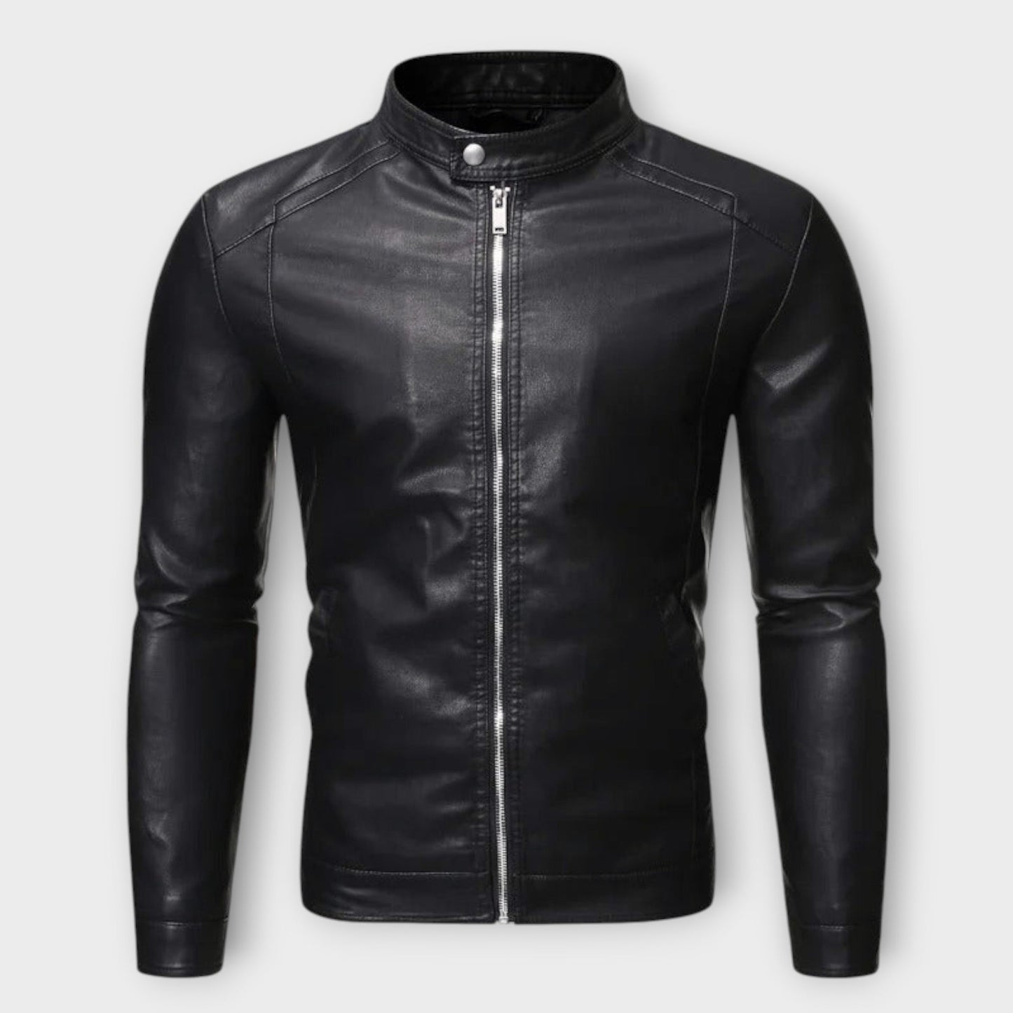 High Collar Leather Jacket