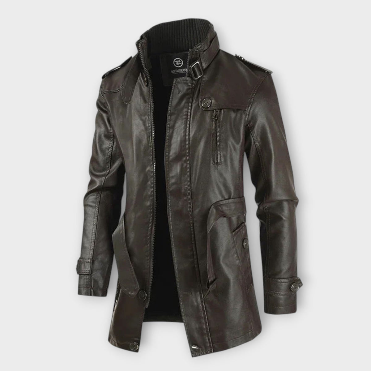 Elegant Long Leather Biker Jacket