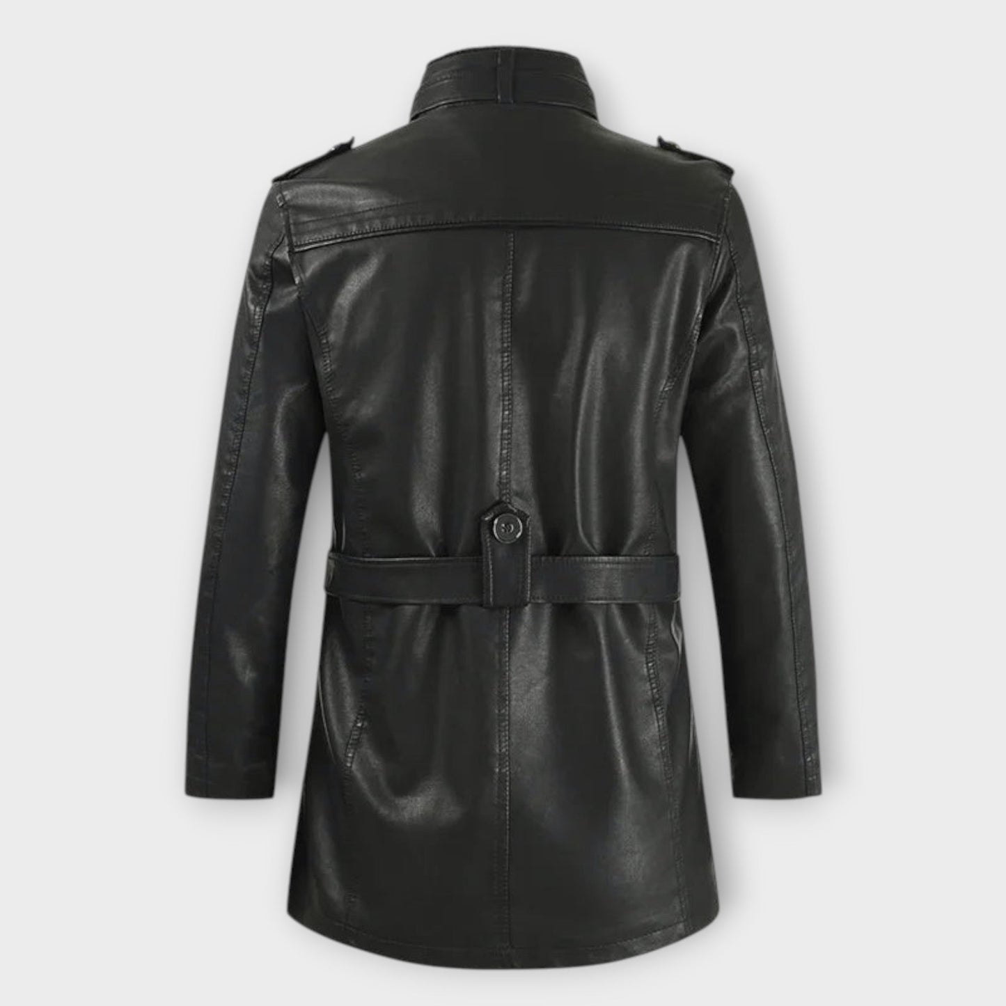 Elegant Long Leather Biker Jacket