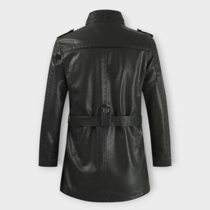Elegant Long Leather Biker Jacket