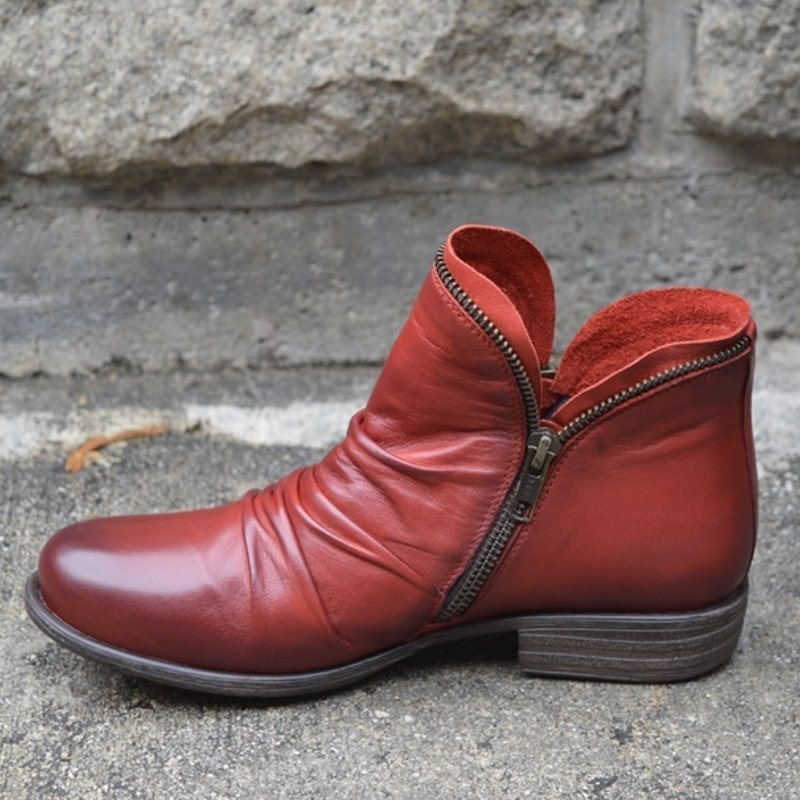 Victoria – Leather Boots with Practical Zipper