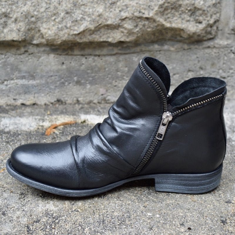 Victoria – Leather Boots with Practical Zipper