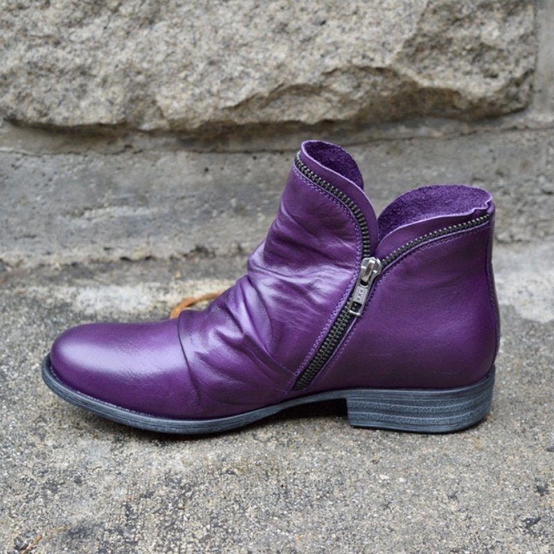 Victoria – Leather Boots with Practical Zipper